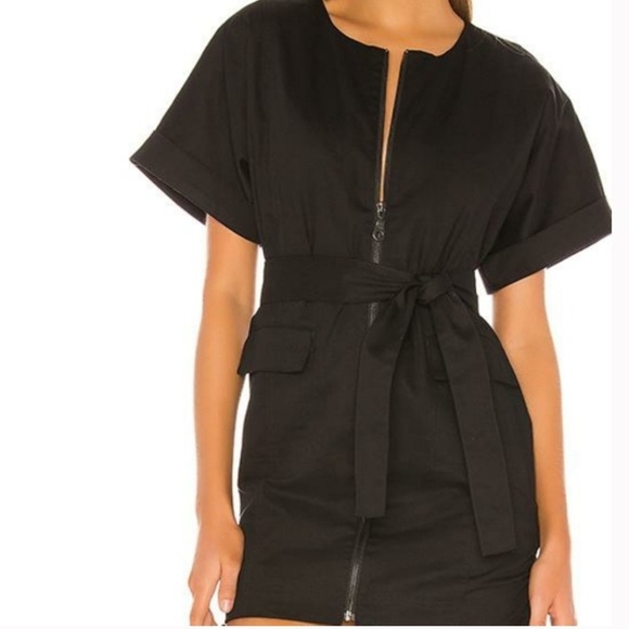 Lovers + Friends Ashwood Mini Dress Ebony Black Zip Front Small - Picture 1 of 7